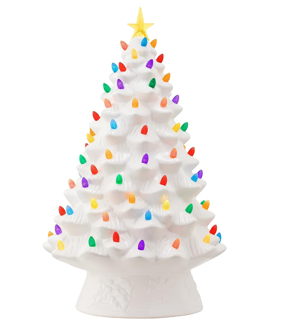 💥Mr. Christmas Nostalgic Ceramic Christmas Tree with LED Lights